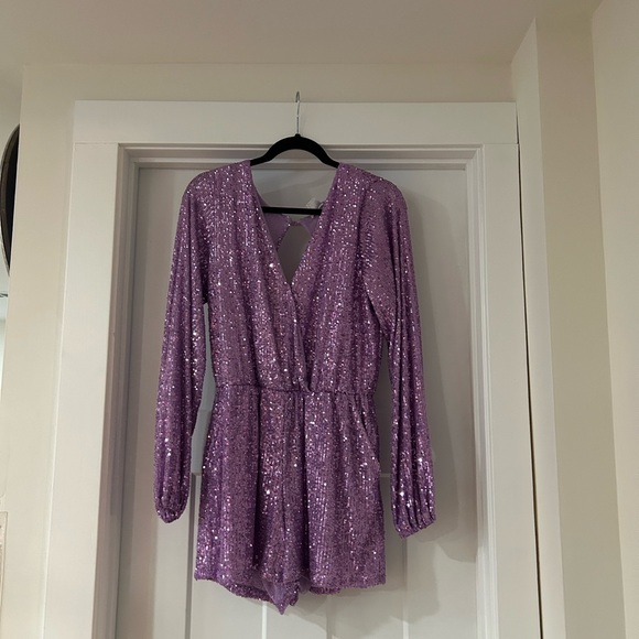 VENUS Pants - VENUS Purple Sequin Romper